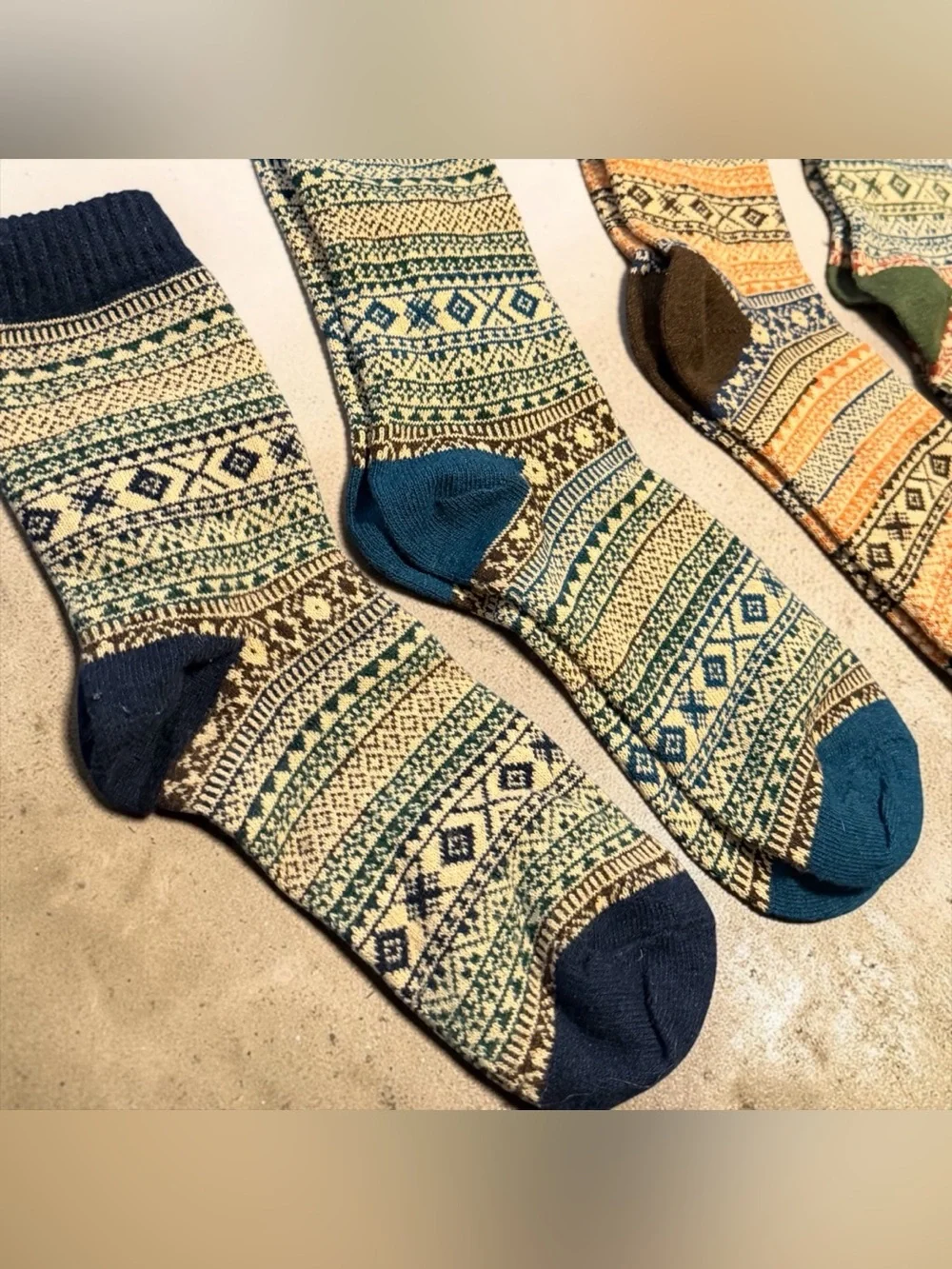UGG Patterned Crew Socks in Green, Red & Blue Accents